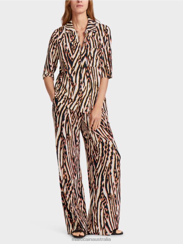 Clothing Deep Red J8XFX919 Blouse with animal fur print Marc Cain