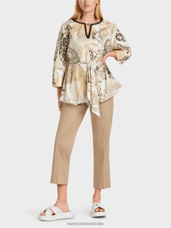 Clothing Deep Sand J8XFX950 Long, flared blouse Marc Cain