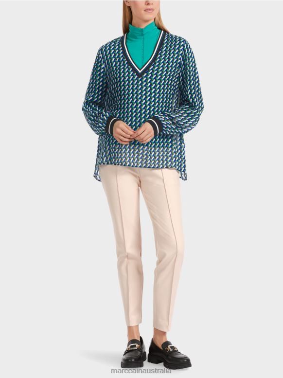 Clothing Enamel J8XFX837 Blouse with geometric all-over print Marc Cain