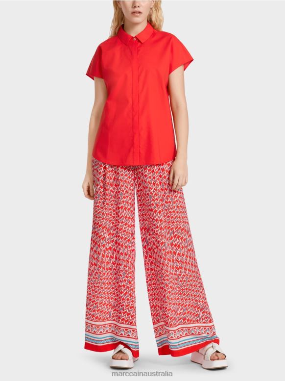 Clothing Fire Red J8XFX928 "Rethink Together" blouse with collar Marc Cain