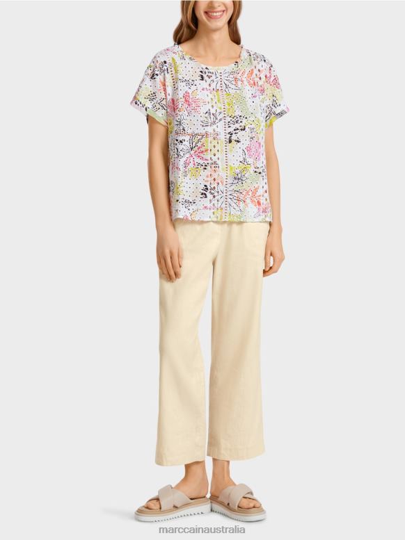 Clothing Light Limeade J8XFX932 Colourful blouse with broderie anglaise Marc Cain