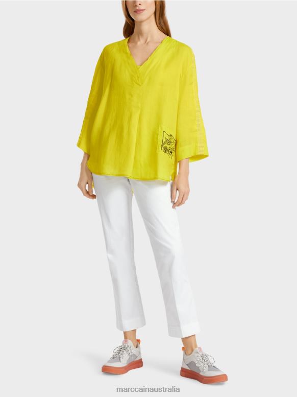 Clothing Light Limeade J8XFX934 Blouse with "Apres Beach" applique Marc Cain