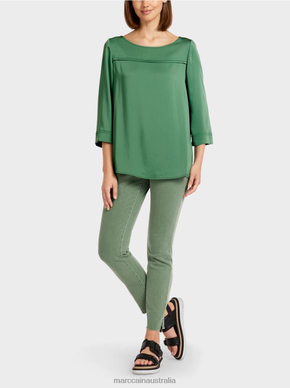 Clothing Moss Green J8XFX1002 Blouse-style top with boat neckline Marc Cain