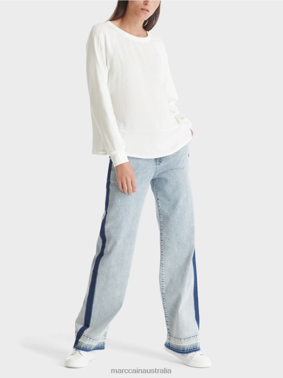 Clothing Off-White J8XFX872 Raglan blouse with material mix Marc Cain