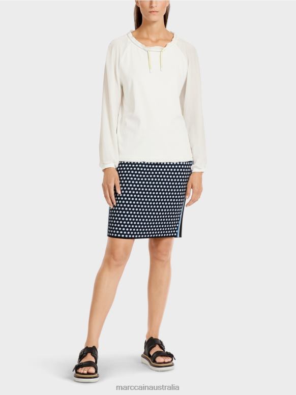 Clothing Off-White J8XFX992 Blouse-style top with material mix Marc Cain