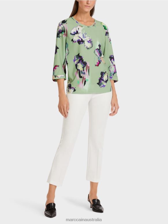 Clothing Powder Mint J8XFX1009 Three-quarter sleeve blouse-style top Marc Cain