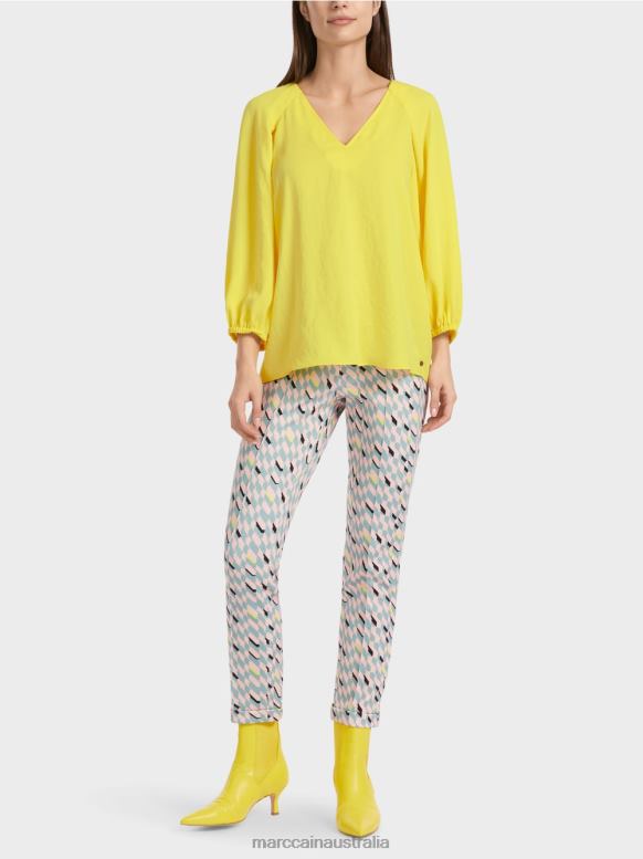 Clothing Soft Lemon J8XFX880 V-neck "Rethink Together blouse Marc Cain