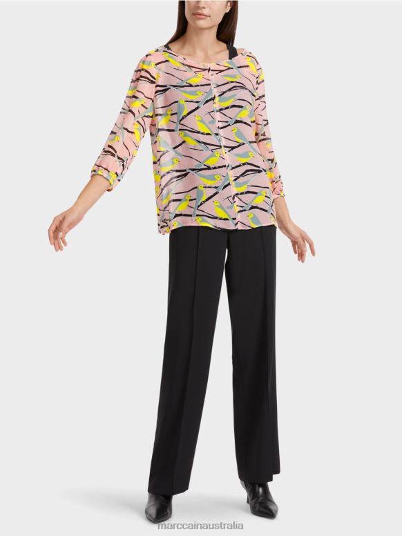 Clothing Soft Powder Pink J8XFX883 Light blouse with bird design Marc Cain