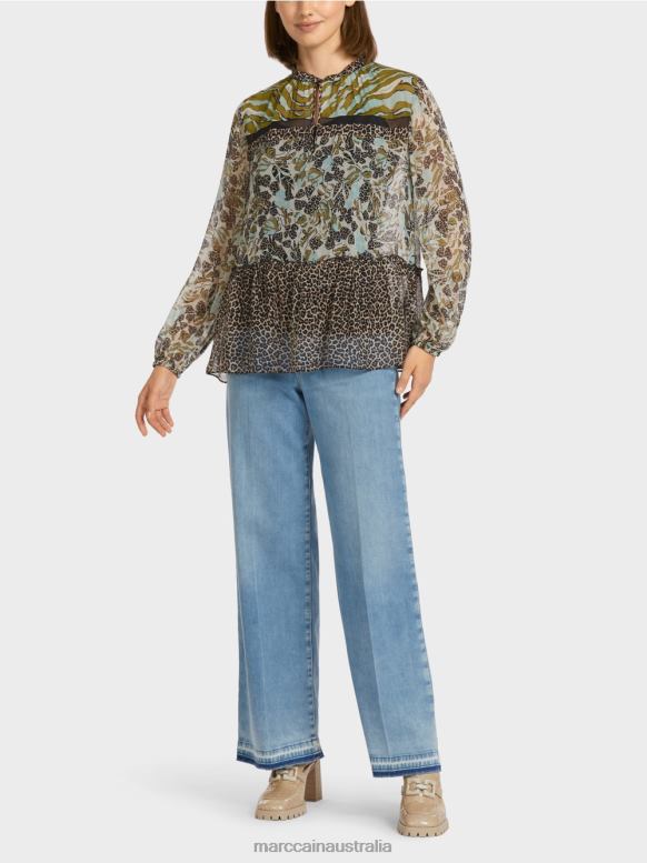 Clothing Soft Skylight J8XFX967 Blouse-style top with pattern mix Marc Cain