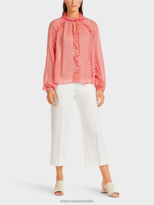 Clothing Tangerine J8XFX971 Blouse with ruched details Marc Cain