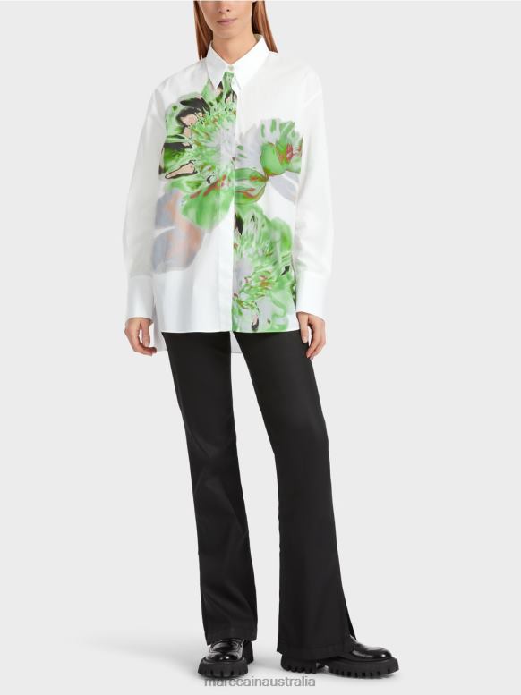 Clothing White J8XFX843 Shirt blouse with floral print Marc Cain