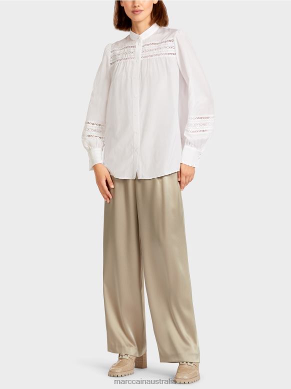 Clothing White J8XFX958 Blouse with lace edging Marc Cain