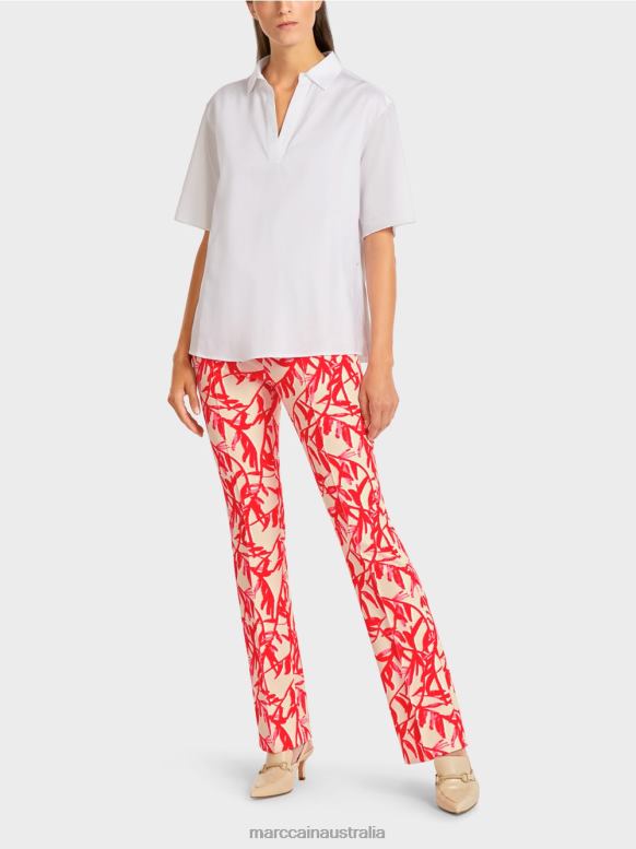 Clothing White J8XFX960 Blouse in a mix of materials Marc Cain