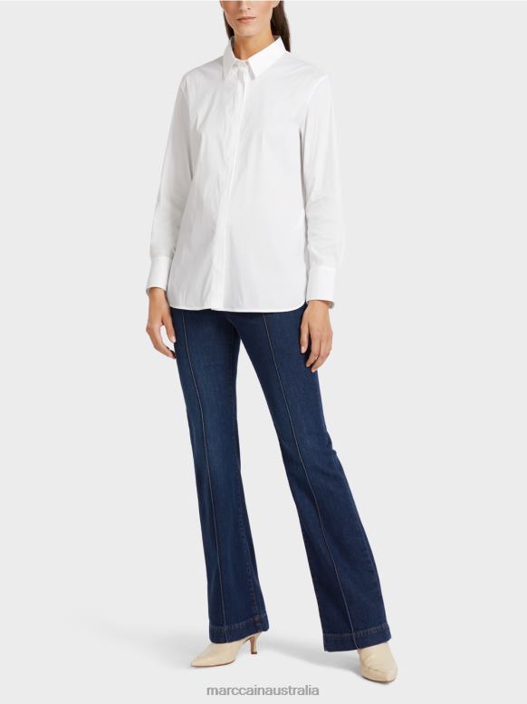 Clothing White J8XFX986 Long blouse in a cotton blend Marc Cain
