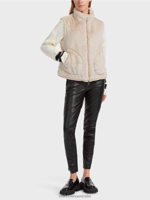 Clothing Almond Milk J8XFX236 Fluffy Fun Fur vest Marc Cain