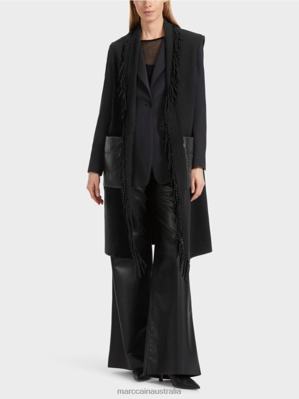 Clothing Black J8XFX226 Long waistcoat with fringes Marc Cain