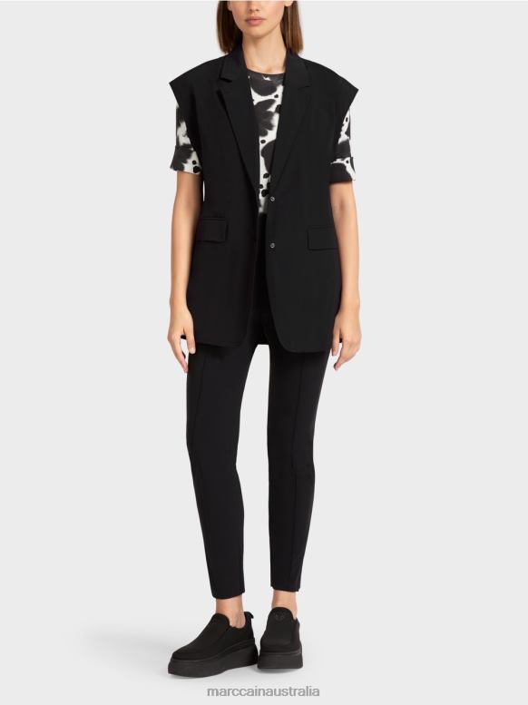 Clothing Black J8XFX282 Waistcoat with lapel and drawstring Marc Cain