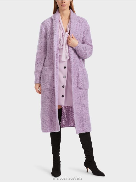 Clothing Bright Lavender J8XFX227 Coat Knitted in Germany Marc Cain