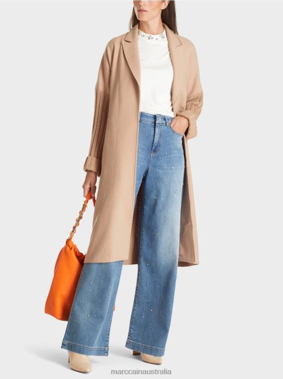 Clothing Bright Toffee J8XFX252 Coat Knitted in Germany Marc Cain