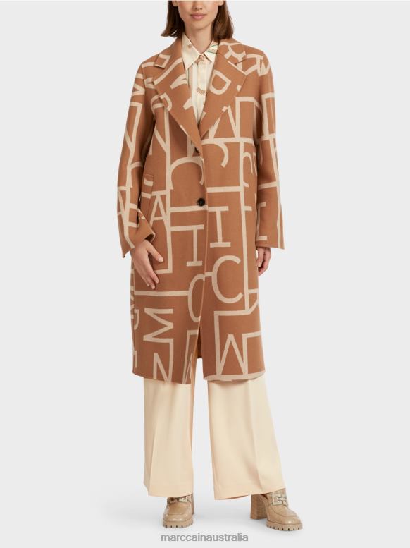 Clothing Camel J8XFX291 Coat with stylised MC lettering Marc Cain