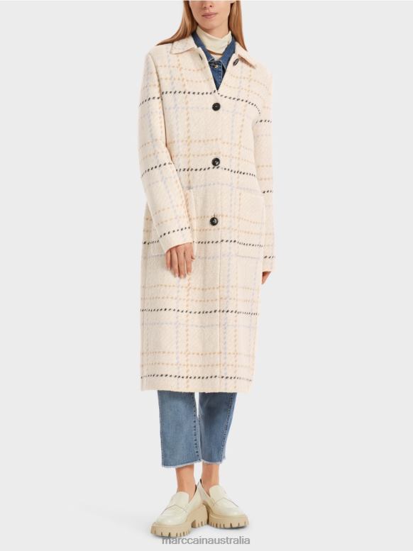 Clothing Dark Cream J8XFX249 Check coat Knitted in Germany Marc Cain