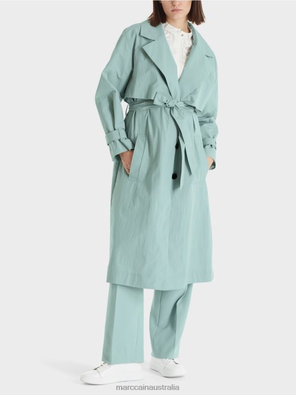 Clothing Dark Sky Blue J8XFX265 Crinkle-Look Trenchcoat Marc Cain