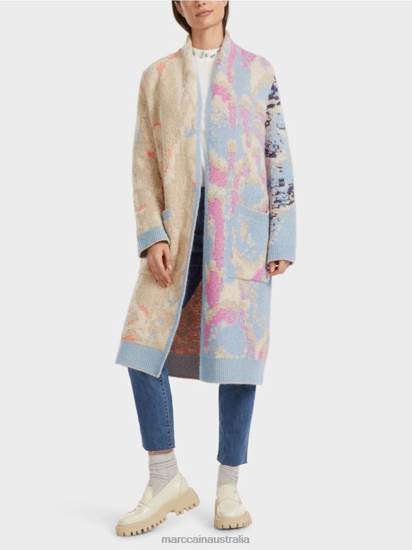 Clothing Dark Summer Sky J8XFX246 Coat knitted in Germany Marc Cain