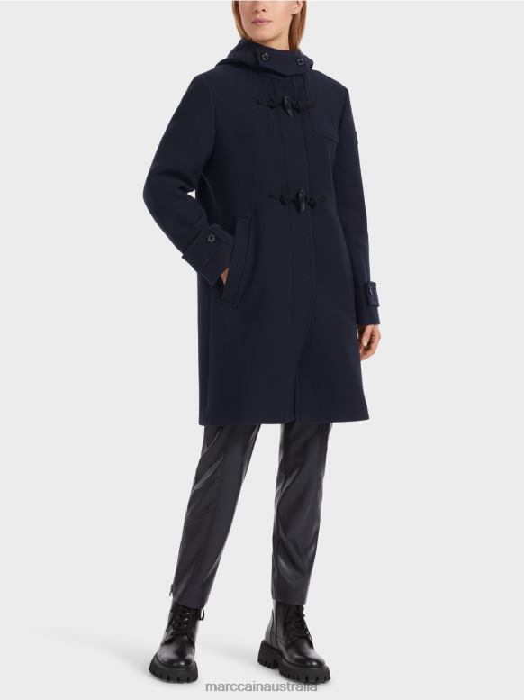 Clothing Midnight Blue J8XFX222 Wool coat with toggle fasteners Marc Cain