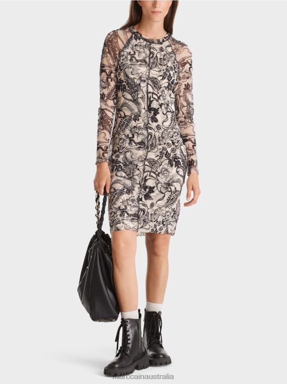 Clothing Almond Blossom J8XFX1 Body hugging elasticated tulle dress Marc Cain