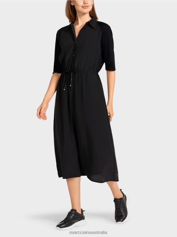Clothing Black J8XFX118 Dress in mixed materials Marc Cain