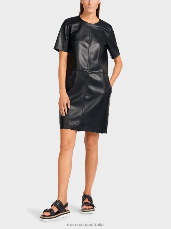 Clothing Black J8XFX119 Dress in faux leather Marc Cain