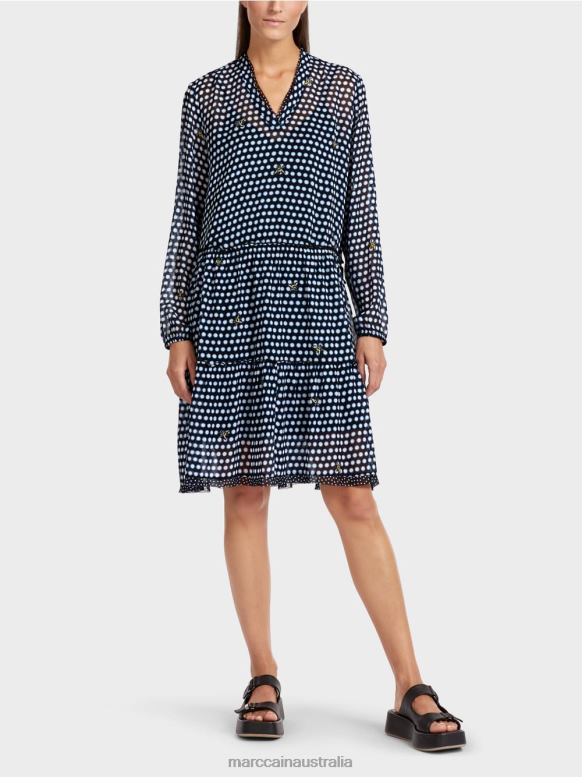 Clothing Black J8XFX120 Polka dot dress in viscose crepe Marc Cain