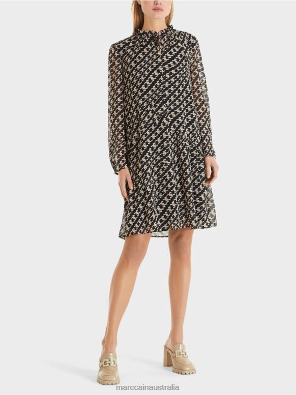 Clothing Black J8XFX126 Dress with graphic pattern Marc Cain