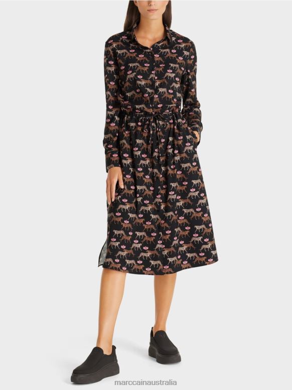 Clothing Black J8XFX142 Dress with leopards Marc Cain