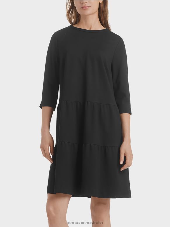 Clothing Black J8XFX145 Jersey dress with tiered flounces Marc Cain
