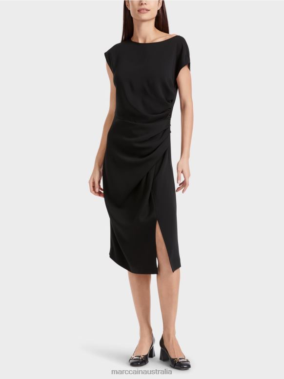 Clothing Black J8XFX46 Wrap-look dress Marc Cain