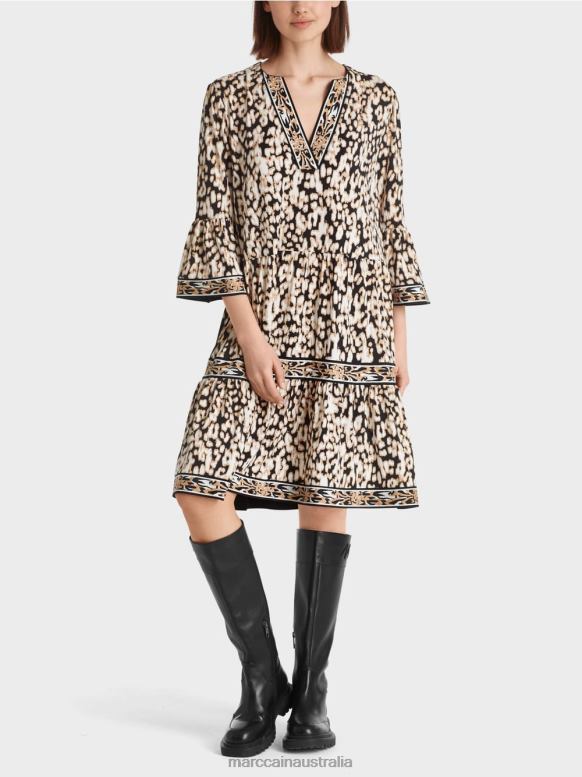 Clothing Black J8XFX47 Leopard dress in jersey Marc Cain