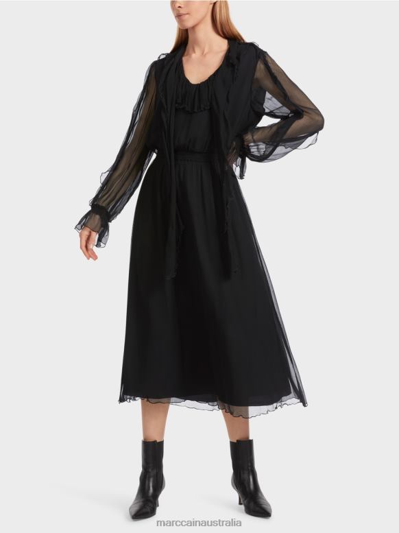 Clothing Black J8XFX6 Playful dress in crinkle chiffon Marc Cain