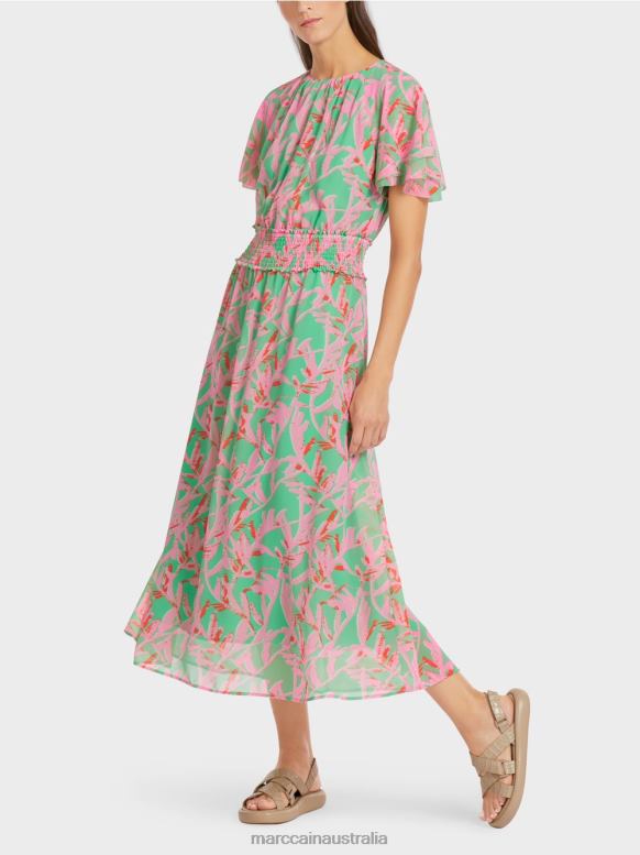 Clothing Bright Jade J8XFX106 Dress with floral print Marc Cain