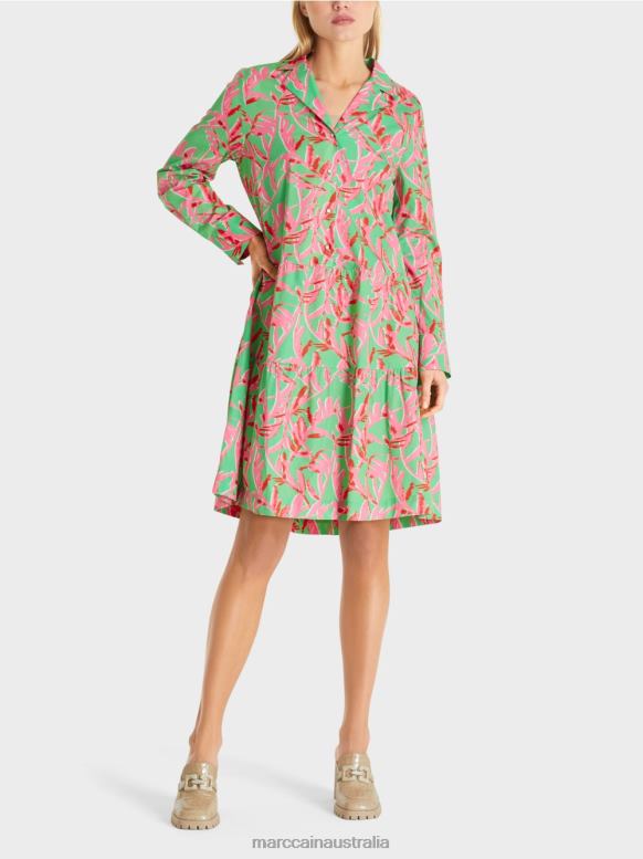 Clothing Bright Jade J8XFX108 Midi dress with lapels Marc Cain