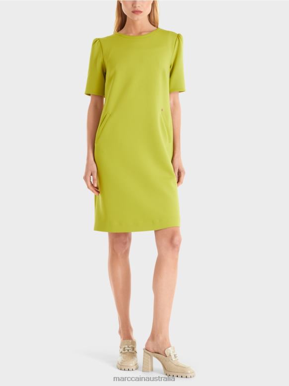 Clothing Bright Olive Green J8XFX40 Dress with accentuated shoulder Marc Cain