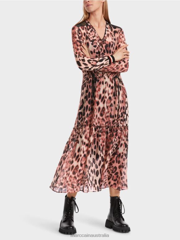 Clothing Campari J8XFX14 Long dress with animal fur print Marc Cain