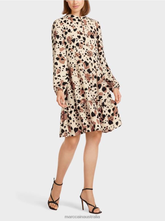 Clothing Creme J8XFX125 Leopard dress with tiered flounces Marc Cain