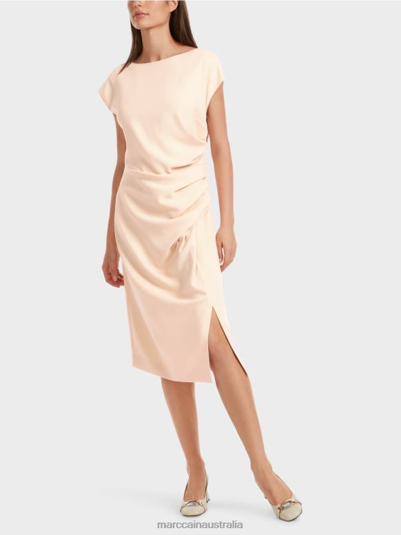 Clothing Dark Cream J8XFX25 Wrap-look dress Marc Cain