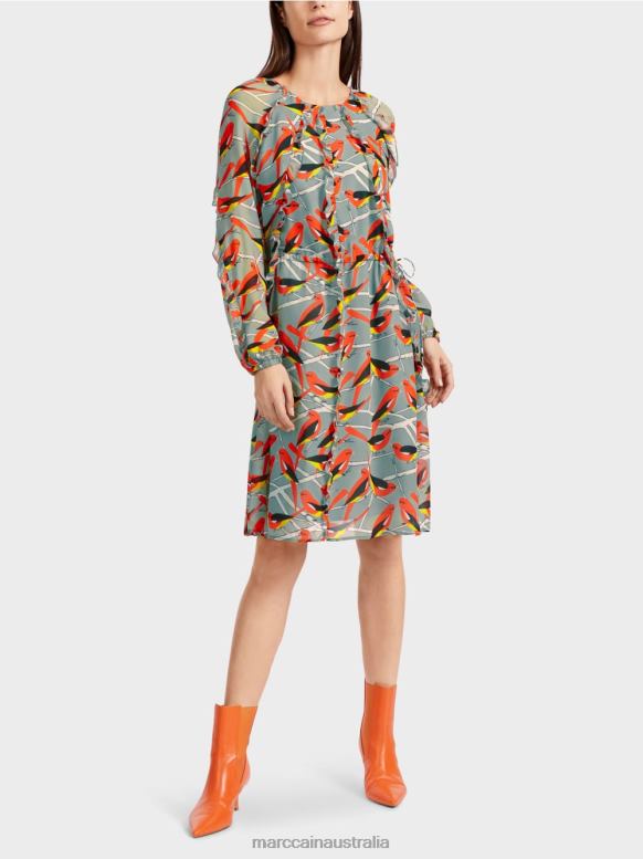Clothing Dark Sky Blue J8XFX44 Bird design dress Marc Cain