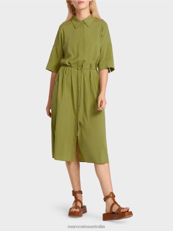 Clothing Deep Oliv Green J8XFX90 Shirt dress in silk Marc Cain
