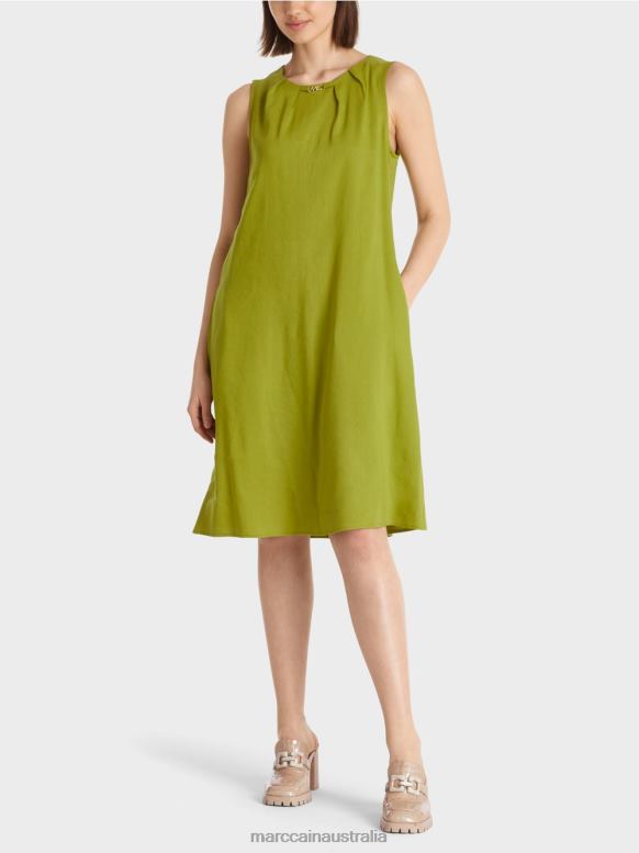 Clothing Deep Oliv Green J8XFX93 Linen mix dress Marc Cain