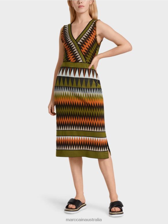 Clothing Deep Oliv Green J8XFX95 "Rethink Together" knitted dress Marc Cain