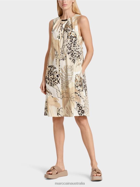 Clothing Deep Sand J8XFX89 Short sheath dress with floral print Marc Cain