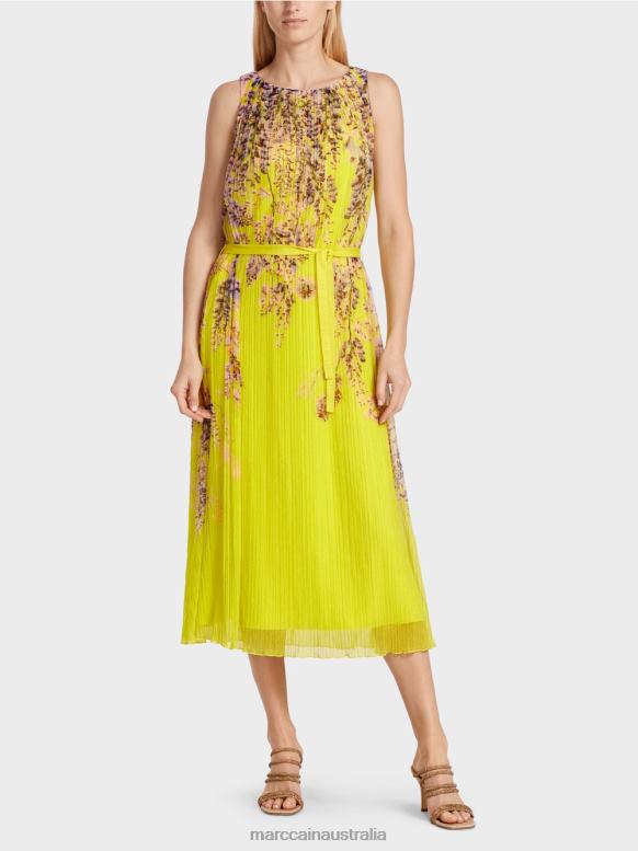 Clothing Lemon Green J8XFX74 Pleated maxi dress Marc Cain
